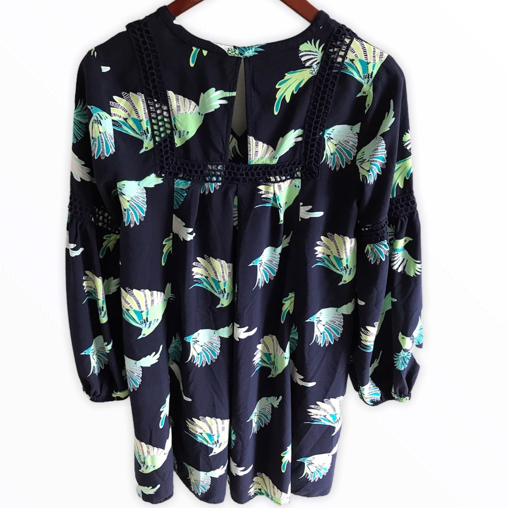 Crown & Ivy Boho Long Sleeve Tropical Bird Dress - Picture 4 of 10